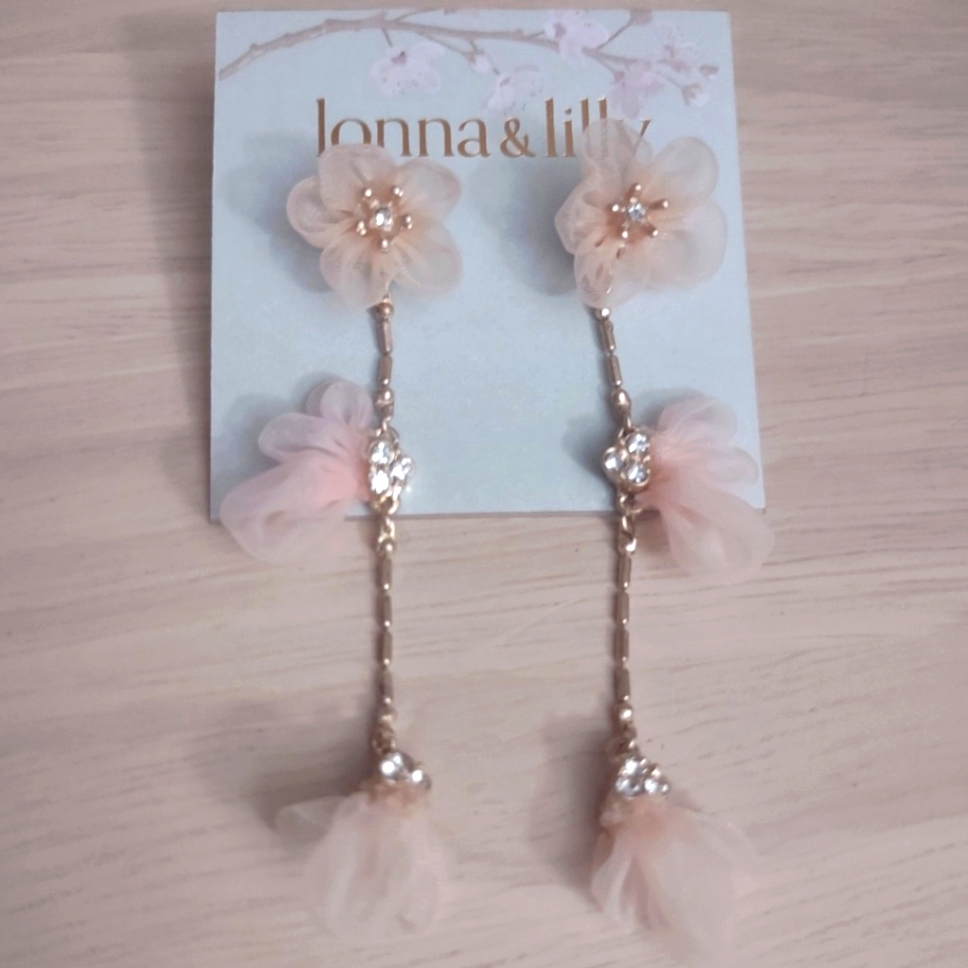 Lonna Lilly Peach Pink Flower Blossom Bead Crystal Earrings Y2k 49$